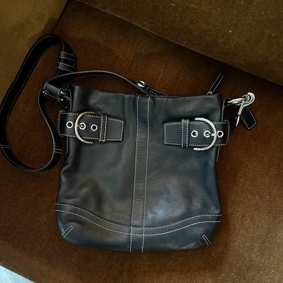 Coach Black Leather Shoulder Bag with Silver Hardware - Picture 5 of 9